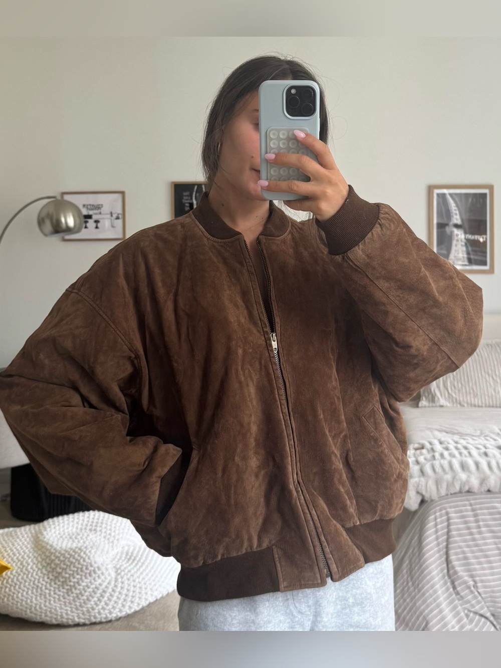 Suede Bomber Jacket in Brown by St. John's Bay
